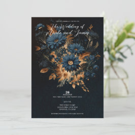 Donker Marineblauw & Goud Rustieke Glam Boho Bruil Kaart