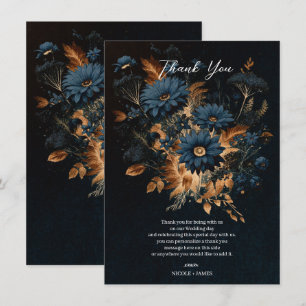 Donker Marineblauw & Goud Rustieke Glam Boho Bruil Kaart
