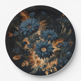Donker Marineblauw & Goud Rustieke Glam Boho Bruil Papieren Bordje