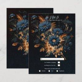 Donker Marineblauw Goud Rustieke Glam Boho Trouw-H Kaart