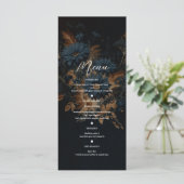 Donker Marineblauw Goud Rustieke Glam Boho Trouwme Menu (Staand voorkant)