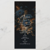 Donker Marineblauw Goud Rustieke Glam Boho Trouwme Menu (Voorkant)