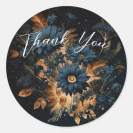 Donker marineblauw & goud rustieke glamour boho br ronde sticker