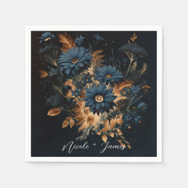 Donker marineblauw & goud rustieke glamour boho-br servet