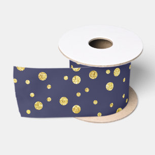 Donker marineblauw gouden chic stippen patroon lin satijnen lint