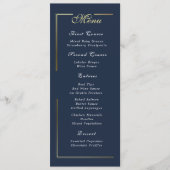 Donker marineblauw gouden frame witte script menu  (Voorkant)