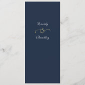 Donker marineblauw gouden frame witte script menu  (Achterkant)