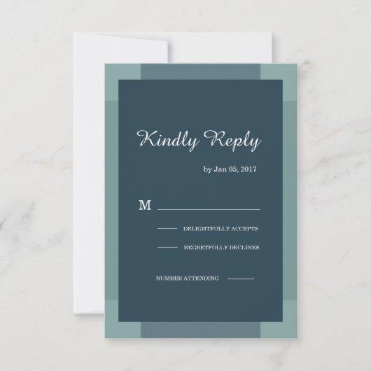 Donker marineblauw groen turquoise moderne trouw-r kaart (Voorkant)