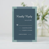 Donker marineblauw groen turquoise moderne trouw-r kaart (Staand voorkant)