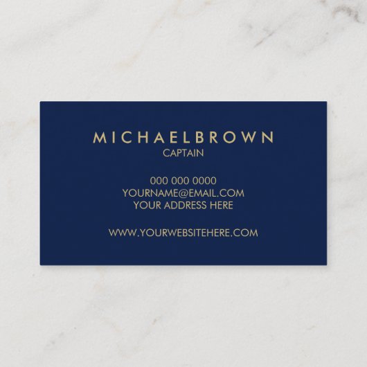 Donker marineblauw maritiem anker visitekaartje (Achterkant)