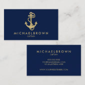 Donker marineblauw maritiem anker visitekaartje (Voorkant / Achterkant)