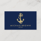 Donker marineblauw maritiem anker visitekaartje (Voorkant)
