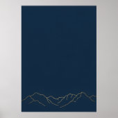 Donker marineblauw minimalistisch berglijn kunstpr poster (Voorkant)