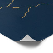 Donker marineblauw minimalistisch berglijn kunstpr poster (Hoek)