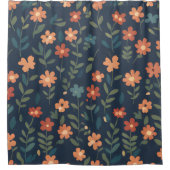 Donker marineblauw Simple Meadow Douchegordijn (Voorkant)