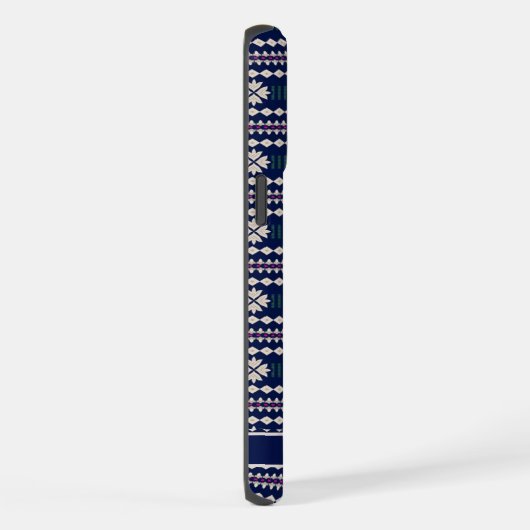  donker marineblauw wit grijs aztec iPhone hoesje (Rechterkant)