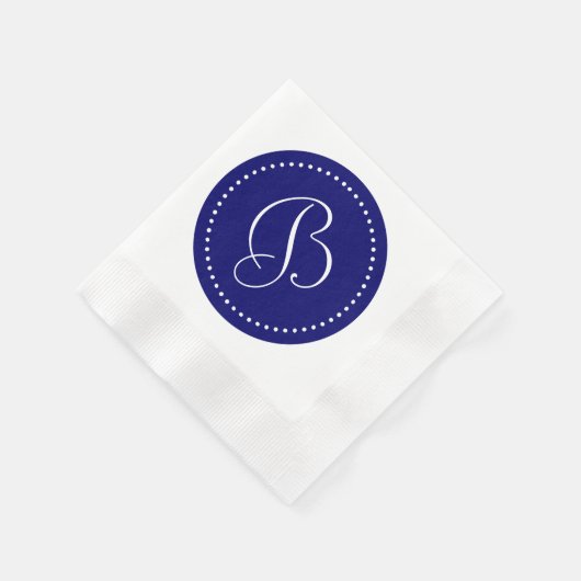 Donker marineblauw/witte stip monogram servetten (Hoek)