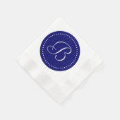 Donker marineblauw/witte stip monogram servetten (Hoek)