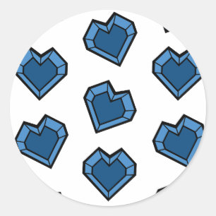 Donker marineblauwe edelsteen Hart Lattice Patroon Ronde Sticker
