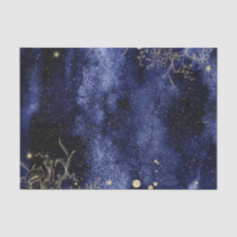 Donker marineblauwe waterverf met gouden bloem tissuepapier