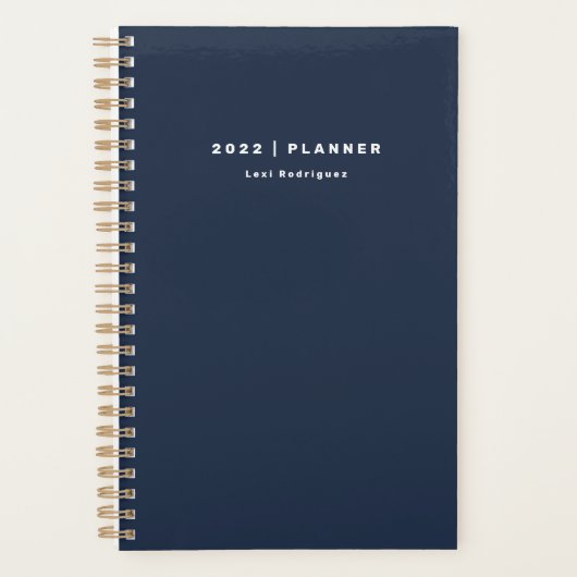 Donker marineblauwe week- en maandplanner planner (Voorkant)