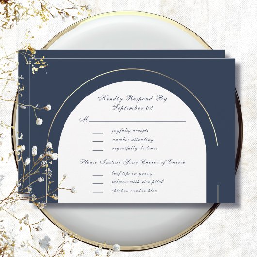 Donker marinegoud frame script menu selectie RSVP 