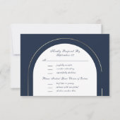 Donker marinegoud frame script menu selectie RSVP  (Voorkant)