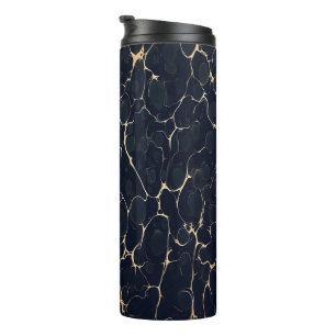 Donker marmerpatroon Abstracte alcoholinkt stijl 1 Thermosbeker