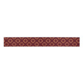Donker Maroon Bloemen Naadloos Patroon Grosgrain Lint (Voorkant)
