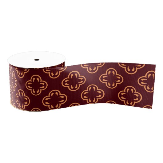 Donker Maroon Bloemen Naadloos Patroon Grosgrain Lint (Spoel)