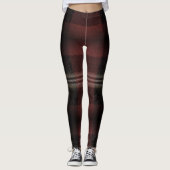 Donker Maroon Zwart Zware Flanel Plaid Leggings (Voorkant)