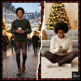 Donker Maroon Zwart Zware Flanel Plaid Leggings