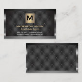 Donker metalen frame | Goud modern | Gestoffeerd Visitekaartje (Voorkant / Achterkant)