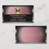 Donker metalen frame | Roze rood metalen achtergro Visitekaartje (Voorkant / Achterkant)