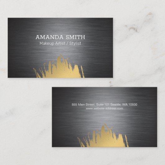 Donker metallic textuur | Geborsteld goud Visitekaartje (Voorkant / Achterkant)