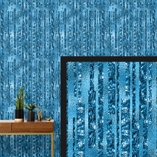 Donker Mid Blauw Water Glanzende look Strepen Behang