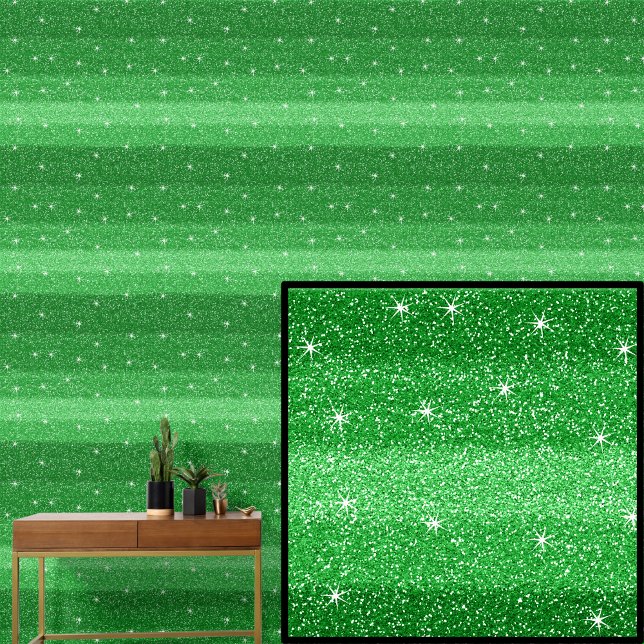 Donker Mid Licht Groene Strepen met Sparkle Stars Behang (Creator heeft geüpload)