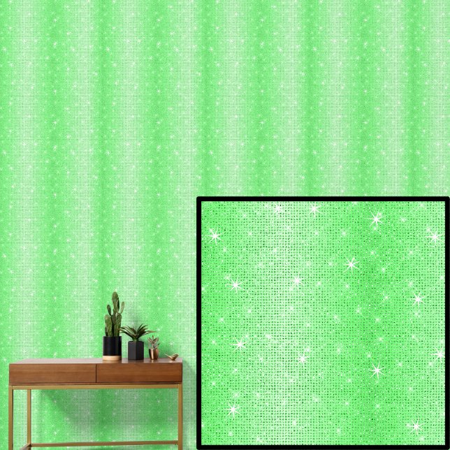 Donker Mid Licht Groene Strepen met Sparkle Stars Behang (Creator heeft geüpload)