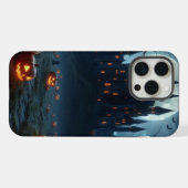 Donker, middeleeuws kasteel, vleermuizen en pompoe iPhone hoesje (Achterkant horizontaal)