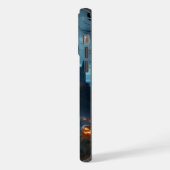 Donker, middeleeuws kasteel, vleermuizen en pompoe iPhone hoesje (Linkerkant)