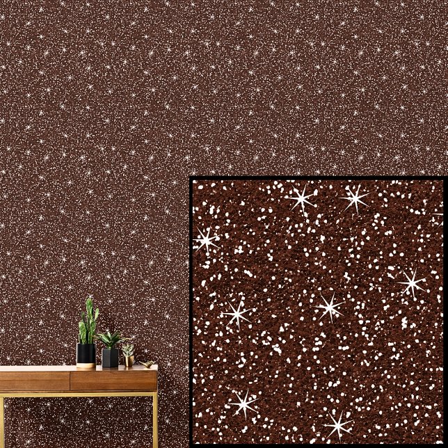 Donker Middenbruin Sparkle Stars Behang (Creator heeft geüpload)