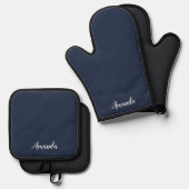 Donker Middennachtblauw Aangepaste Ovenwant Set (Voorkant / Achterkant)