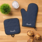 Donker Middennachtblauw Aangepaste Ovenwant Set (Top down)