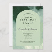 Donker & Mini Groene Waterverf Boog 50e Verjaardag Kaart (Voorkant)