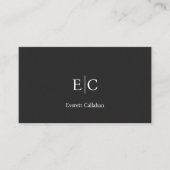 Donker minimaal donkergrijs ruis witte tekst monog visitekaartje (Voorkant)