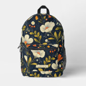 Donker minimalistische bloem bedrukte rugzak (Voorkant)