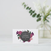 Donker Modern Bloemenmotief krijtbord Visitekaartje (Staand voorkant)