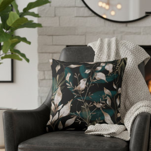 Donker Modern Boho Botanische Bladeren Kussen