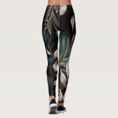Donker Modern Boho Botanische Bladeren Leggings (Achterkant)