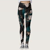 Donker Modern Boho Botanische Bladeren Leggings (Voorkant)
